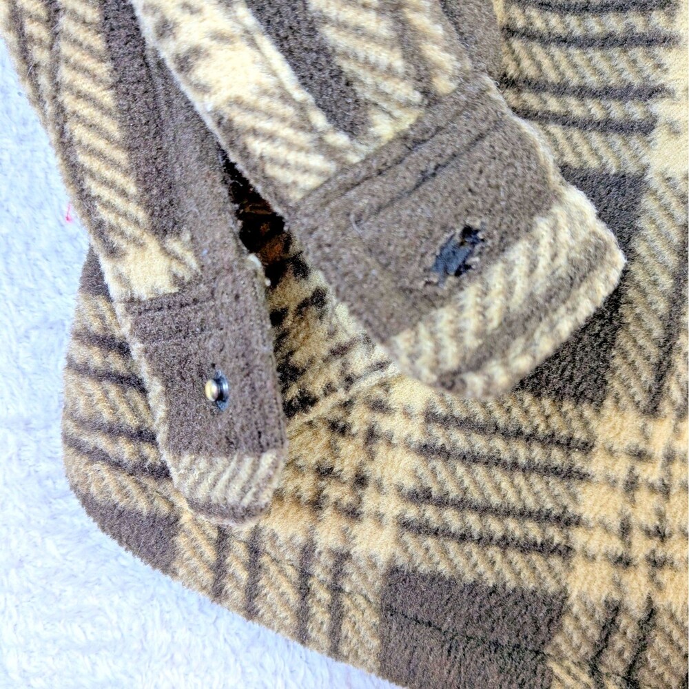 Eddie Bauer Kids Plaid Fleece Jacket Sherpa Brown Snap Front Shacket Size 8 - Picture 6 of 7